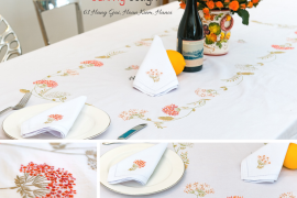 Rectangle embroidered table cloth (300x180cm) - include 12 napkins
